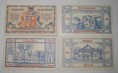 4 Banknoten Notgeld der Gemeinde Groß Nordende 1921