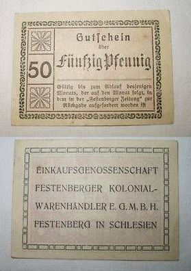 50 Pfennig Banknoten Notgeld Festenberg Schlesien