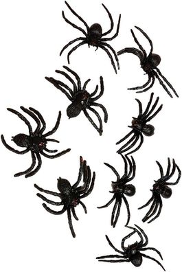 9 große eklige Deko Spinnen 8cm Halloween Spinne schwarz Horror Partydeko