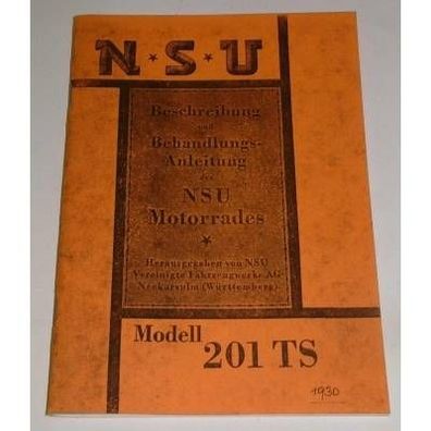 Betriebsanleitung NSU 201 TS 1930