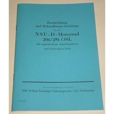 Betriebsanleitung NSU 201/251 OSL 1936