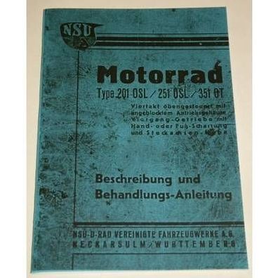 Betriebsanleitung NSU 201/251, 351 OT 1936