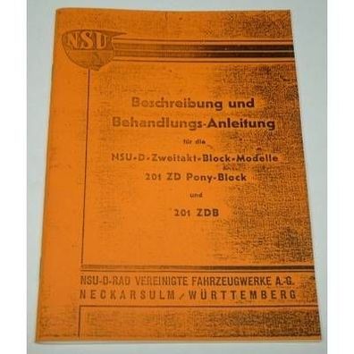 Betriebsanleitung NSU 201 ZD "Pony-Block", 201 ZDB 1936