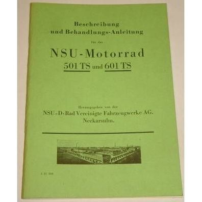 Betriebsanleitung NSU 501/601 TS 1937