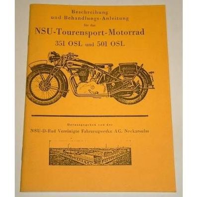 Betriebsanleitung NSU 351/501 OSL 1937