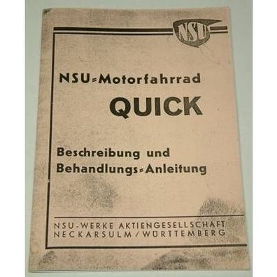 Betriebsanleitung NSU Quick 1938