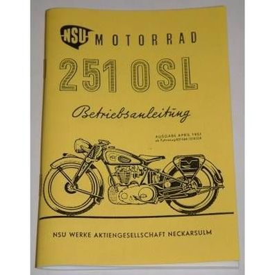 Betriebsanleitung NSU 251 OSL 1951