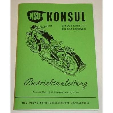 Betriebsanleitung NSU Konsul 1952