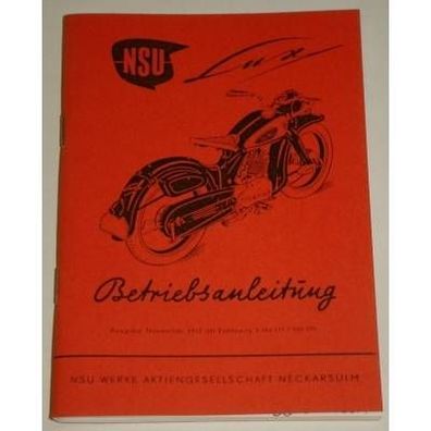 Betriebsanleitung NSU Lux 1953