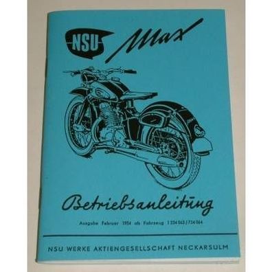 Betriebsanleitung NSU Max-Standard 1954 Halbnabe