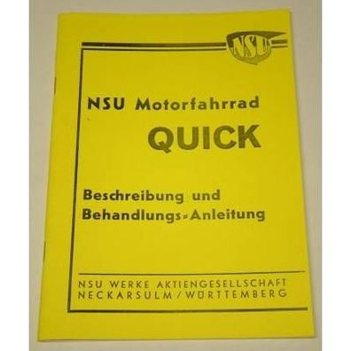 Betriebsanleitung NSU Quick 1939