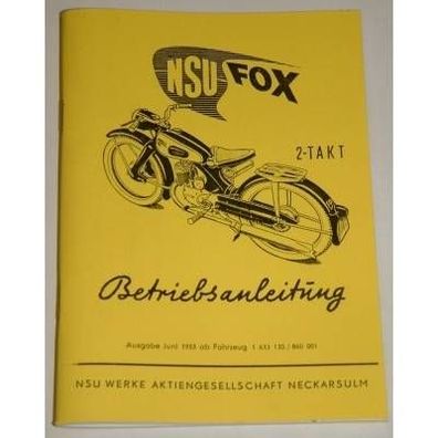 Betriebsanleitung NSU 2-Takt-Fox 1953