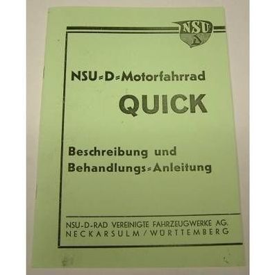 Betriebsanleitung NSU Quick 1937