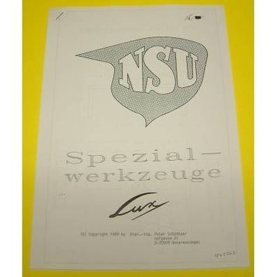 Technische Zeichnungen Spezial-Werkzeuge NSU Lux