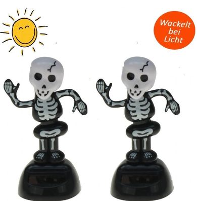 2 x Solar Wackelfigur tanzendes Skelett Halloween Deko Skull Horror Autodeko