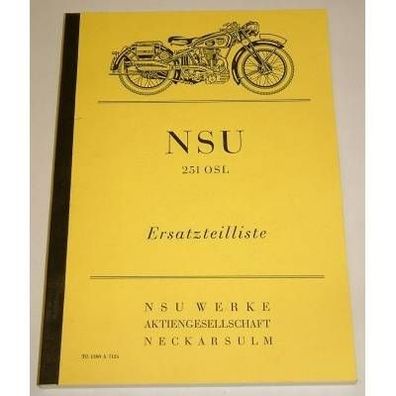 Ersatzteilliste NSU 251 OSL 1941