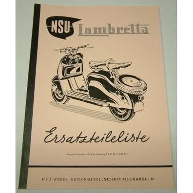Ersatzteilliste NSU Lambretta E-Anlasser 1953