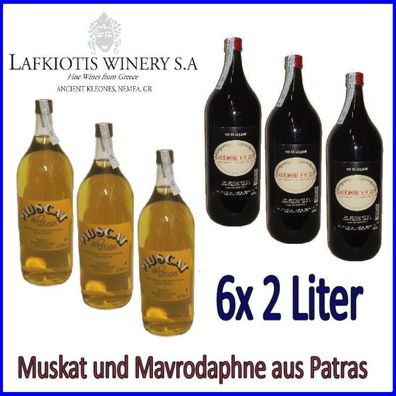 12 Liter Muskat und Mavrodaphne aus Patras von Lafkioti AOC Likörwein Dessertwein
