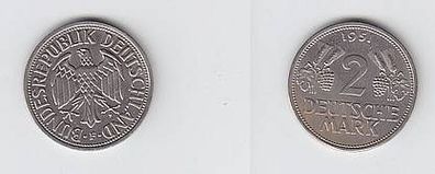 seltene 2 DM Münze BRD 1951 F Trauben und Ähren