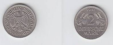 seltene 2 DM Münze BRD 1951 F Trauben und Ähren