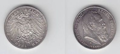 3 Mark Silber Münze Bayern Prinzregent Luitpold 1911