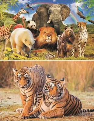 TischSet 3D Tiger Wildtiere Platzset 2erSet Platzdeckchen Poster Bilder Tier