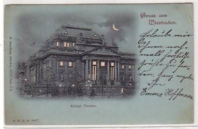 41387 Mondscheinkarte Gruß aus Wiesbaden 1899
