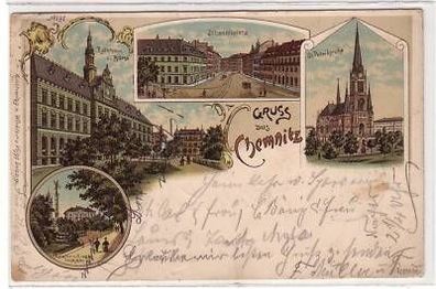 41377 Ak Lithographie Gruss aus Chemnitz 1909