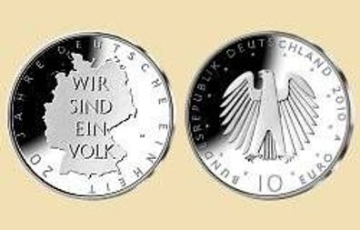 10 EURO Silbermünze "Deutsche Einheit" BRD 2010 -A-