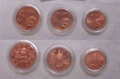 1 bis 5 Cent Kursmünzen San Marino 2006 in Stempelglanz