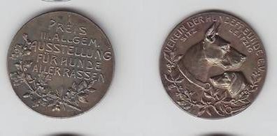 seltene 990 Silber Medaille Hundefreunde Leipzig um1900