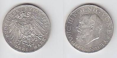 3 Mark Silber Münze Bayern König Ludwig III 1914