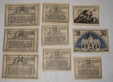 9 Banknoten Notgeld Kreis Norderdithmarschen um 1920