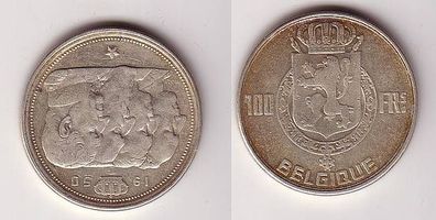 100 Francs Silber Münze Belgien 1950