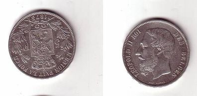 5 Francs Silber Münze Belgien 1873