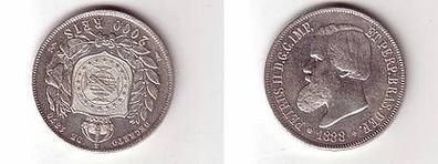 2000 Reis Silber Münze Brasilien 1888