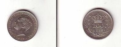 200 Reis Silber Münze Portugal 1909