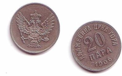 20 Para Eisen Münze Montenegro 1906
