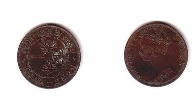 1 Cent Kupfer Münze Hong Kong China 1877