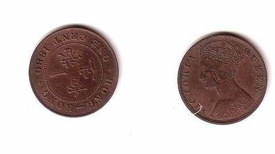 1 Cent Kupfer Münze Hong Kong China 1880