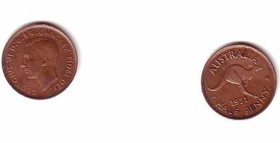 1/2 Penny Kupfer Münze Australien 1951