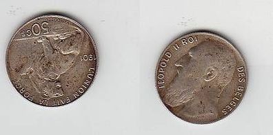 50 Centimes Silber Münze Belgien 1901