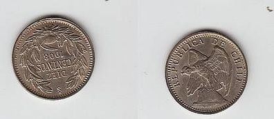 10 Centavos Silber Münze Chile 1908