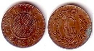 1/2 Skilling Bronze Münze Dänemark 1868