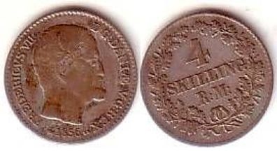 4 Skilling Silber Münze Dänemark 1856