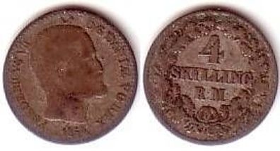 4 Skilling Silber Münze Dänemark 1854