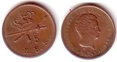 1/5 Rigsbank Skilling Kupfer Münze Dänemark 1842
