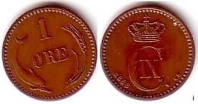 1 Öre Kupfer Münze Dänemark 1886
