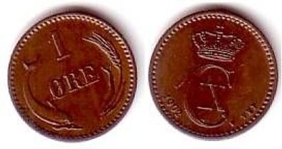 1 Öre Kupfer Münze Dänemark 1902