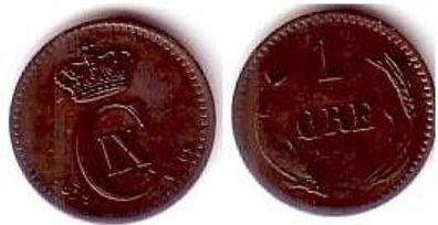 1 Öre Kupfer Münze Dänemark 1879